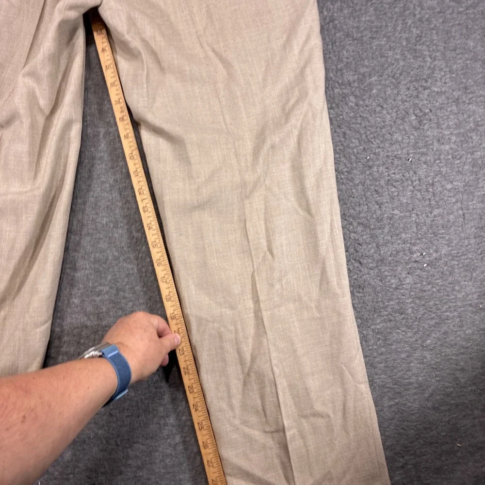 Thomson Slacks Men 36x34 Tan Vintage Wide Leg Baggy Flowing Rayon Blend Preppy
